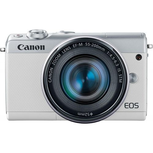 캐논 Canon EOS M100 Mirrorless Camera w15-45mm Lens & 55-200mm Lens - Wi-Fi, Bluetooth, and NFC Enabled (White)