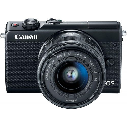 캐논 Canon EOS M100 Mirrorless Camera w15-45mm Lens & 55-200mm Lens - Wi-Fi, Bluetooth, and NFC Enabled (White)