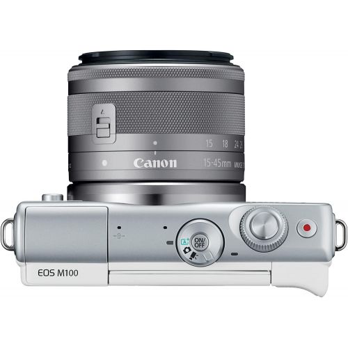 캐논 Canon EOS M100 Mirrorless Camera w15-45mm Lens - Wi-Fi, Bluetooth, and NFC Enabled (White)