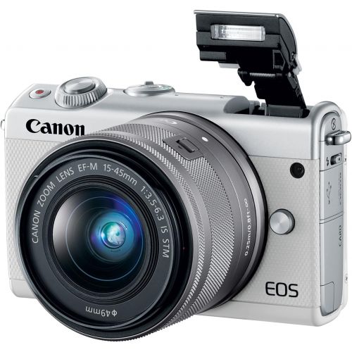 캐논 Canon EOS M100 Mirrorless Camera w15-45mm Lens - Wi-Fi, Bluetooth, and NFC Enabled (White)