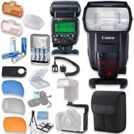 Canon Speedlite 600EX II-RT Flash with Canon Speedlite Case + TTL Cord + Flash L-Bracket + Flash Diffusers + 4 High Capacity AA Rechargeable Batteries & Charger + Accessory Bundle