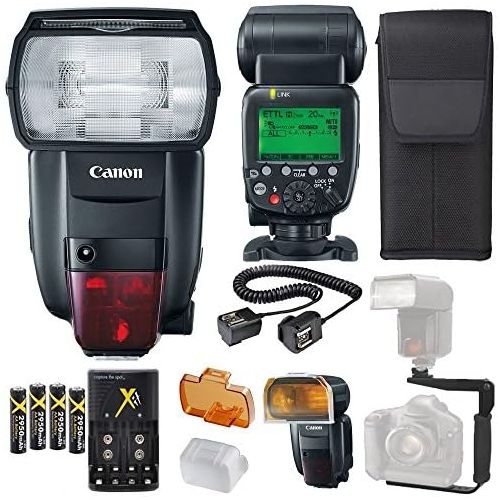 캐논 Canon Speedlite 600EX II-RT Flash + Canon Speedlite Case + 4 High Capacity AA Rechargeable Batteries and charger + Flash L Bracket + TTL Cord