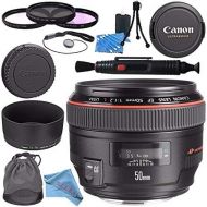 Canon EF 50mm f1.2L USM Lens 1257B002 + 77mm 3 Piece Filter Kit + Lens Cleaning Kit + Lens Pen Cleaner + Fibercloth Bundle
