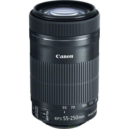 캐논 Canon EF-S 55-250mm F4-5.6 IS STM Telephoto Zoom Lens for EOS Digital SLR Cameras & Accessories: 32GB Card + Card Reader + Pouch + Lens Band + Hood + UV Filter Kit + More - Comple
