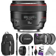 Canon EF 50mm f1.2L USM Lens wAdvanced Photo and Travel Bundle - Includes: Altura Photo Sling Backpack, Monopod, Camera Cleaning Set