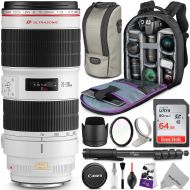 Canon EF 70-200mm f/2.8L is II USM Telephoto Zoom Lens w/Advanced Photo and Travel Bundle - Includes: Altura Photo Backpack, Monopod, UV Protector, SanDisk 64GB C10 SD Card