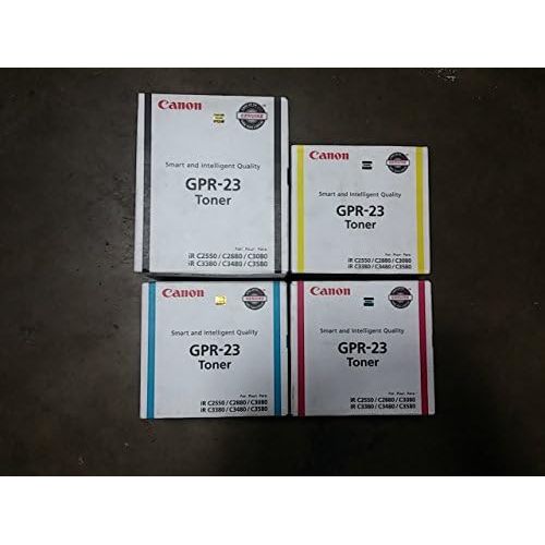 캐논 Canon GPR-23 OEM Genuine Toner Cartridge Combo for Canon Image Runner C2550, C2880, C3380 Printer (BCMY One Each: 0452B003AA, 0453B003AA, 0454B003AA, 0455B003AA,