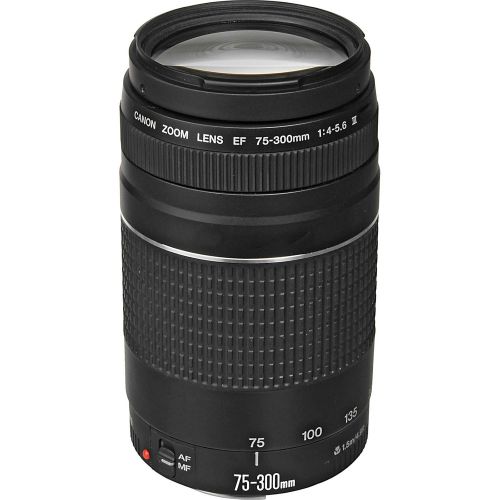 캐논 Canon EF 75-300mm f4-5.6 III Zoom Lens with 3 UVCPLND8 Filters + Pouch + Hood + Kit for EOS 5D Mark II III, 6D, 7D, 70D, Rebel T3, T3i, T5, T5i, SL1 Cameras