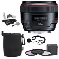 Canon EF 50mm f1.2 L USM Lens + 72mm 3 Piece Filter Set (UV, CPL, FLD) + Lens Pouch + Polaroid Cleaning Kit + Polaroid Lens Cap & Strap