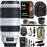 Canon EF 100-400mm f4.5-5.6L is II USM Lens + Lexar 64GB + VidPro USB ReaderWriter + 62 Monopod + 77mm 3 Piece Filter Set Kit + Polaroid Accessory Bundle