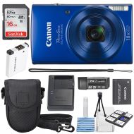Canon PowerShot ELPH 190 IS Digital Camera (Blue) with 10x Optical Zoom and Built-In Wi-Fi with 16GB SDHC + Replacement battery + Protective camera case Along with Deluxe Cleaning