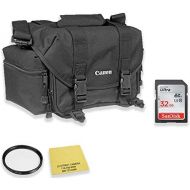 Canon 2400 SLR Gadget Bag for Canon EOS SLR Cameras + 32GB Card + 58mm UV Protection Filter for EOS 7D, 77D, 80D, 5D Mark II III IV, Rebel T6, T6i, T6s, T7i, SL2 and EOS M Cameras