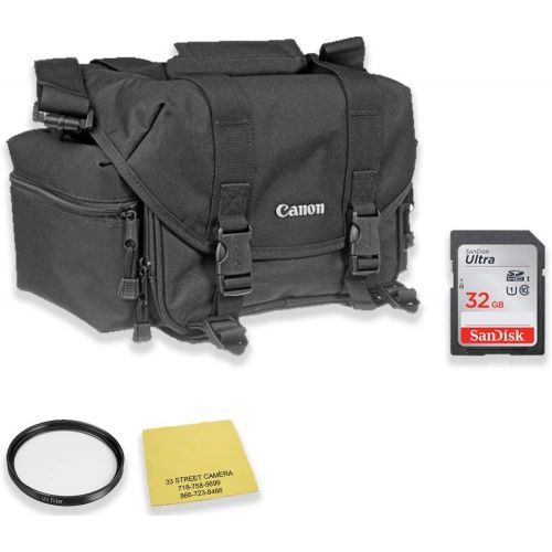 캐논 Canon 2400 SLR Gadget Bag for Canon EOS SLR Cameras + 32GB Card + 58mm UV Protection Filter for EOS 7D, 77D, 80D, 5D Mark II III IV, Rebel T6, T6i, T6s, T7i, SL2 and EOS M Cameras