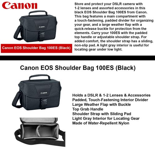 캐논 Canon EOS Rebel T7i Digital SLR Camera with EF-S 18-55mm is STM USA (Black) 19PC Professional Bundle Package Deal SanDisk 64gb SD Card + Canon Shoulder Bag + More