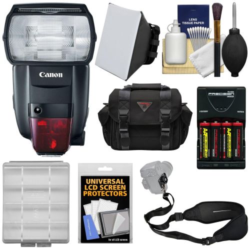 캐논 Canon Speedlite 600EX II-RT Flash with Case + Batteries & Charger + Soft Box + Sling Strap + Kit for EOS Digital SLR Cameras