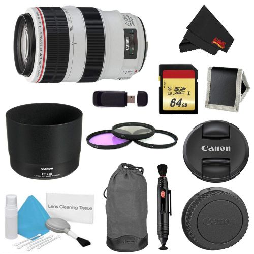 캐논 Canon(6AVE) Canon EF 70-300mm f4-5.6L is USM Lens Bundle w 64GB Memory Card + Accessories 3 Piece Filter Kit (International Model)