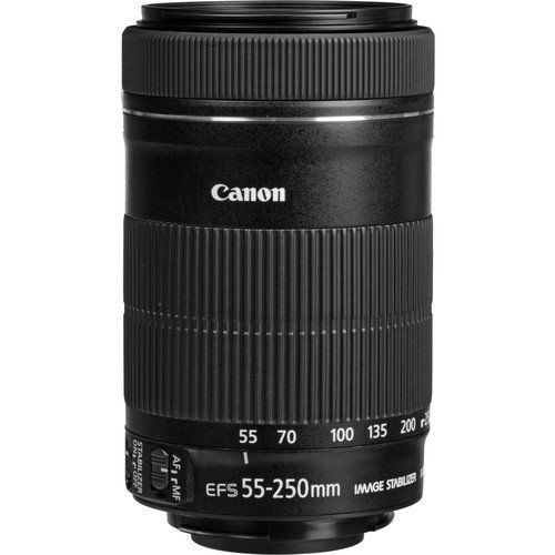 캐논 Canon EF-S 55-250mm f4-5.6 IS STM Lens Bundle with 58mm Hard Metal Lens Hood, HD Filter Kit, Lens Pouch & Lens Cleaning Accessories