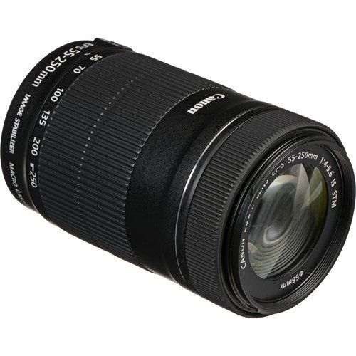 캐논 Canon EF-S 55-250mm f4-5.6 IS STM Lens Bundle with 58mm Hard Metal Lens Hood, HD Filter Kit, Lens Pouch & Lens Cleaning Accessories