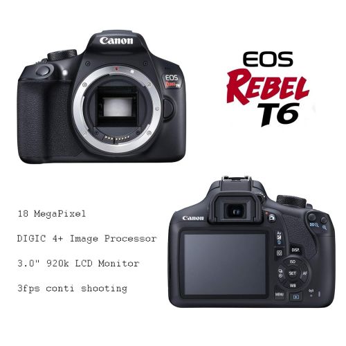 캐논 Canon EOS Rebel T6 DSLR Camera + Canon EF-S 18-55mm + Canon 75-300mm & 500mm Telephoto Lens + Wide Angle & Telephoto Lens + Macro Filter Kit + 64GB Memory + Accessory Kit