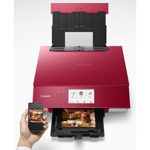 캐논 Canon TS8220 Wireless All in One Photo Printer with Scannier and Copier, Mobile Printing, Red, Amazon Dash Replenishment Ready