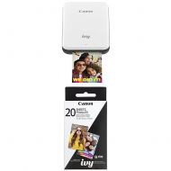 Canon IVY Mobile, Portable Mini Photo Printer, Slate Gray with Zink Photo Paper Pack, 20 sheets