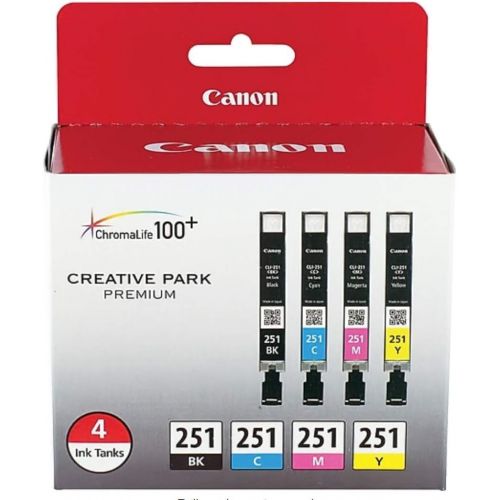 캐논 Genuine Canon PGI-250 (6497B001) CLI-251 (6513B004) Color (Black, Cyan,Magenta,Yellow) Ink Tank 5-Pack