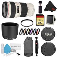 Canon (6AVE) Canon EF 70-200mm f/4L USM Lens Bundle w/ 64GB Memory Card + Accessories, UV Filter Color Multicoated 6 Piece Filter Kit (International Model)
