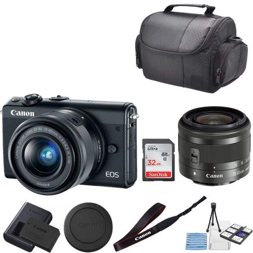  Canon (GP) Canon EOS M100 Mirrorless Digital Camera (Black) with 15-45mm Lens + 32GB SanDisk Memory + Professional Carrying Case + Camera Deluxe Starter Kit