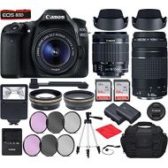 Canon Intl. Canon EOS 80D DSLR Camera with EF-S 18-55mm f/3.5-5.6 is STM, EF 75-300mm f/4-5.6 III Lenses Bundle, Travel Kit with Accessories(Gadget Bag, Extra Battery, Digital Slave Flash, 128