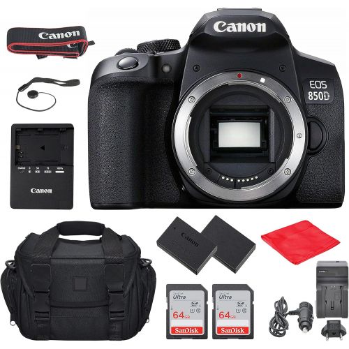  Canon Intl. Canon EOS 850D (T8i) DSLR Camera (Body Only) Bundle, Starter Kit with Accessories (Gadget Bag, Extra Battery, 128Gb Memory and More)