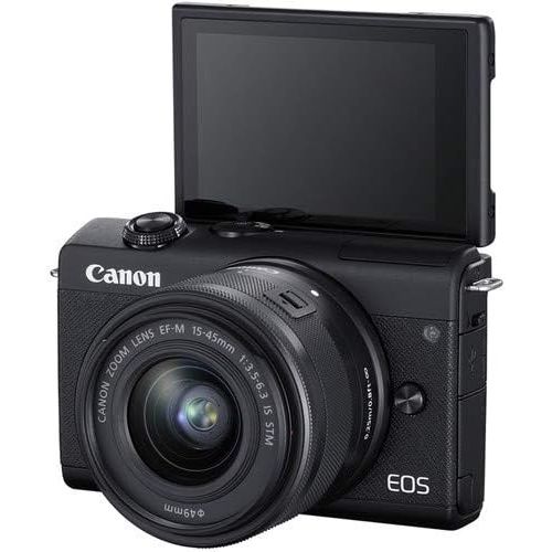  Canon Intl. Canon EOS M200 Mirrorless Digital Camera (Black) Bundle with Canon EF-M 15-45mm f/3.5-6.3 is STM Lens, 2pc Sandisk 32GB Cards and Accessory Kit