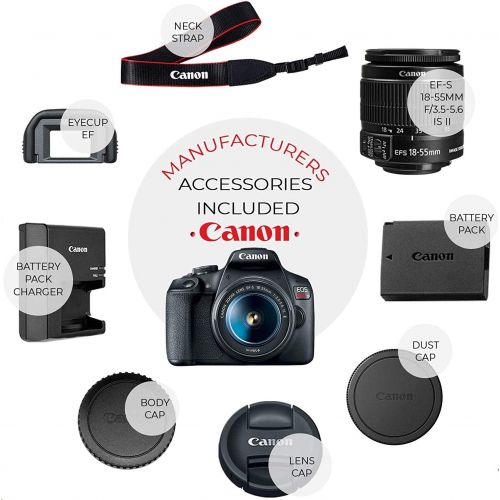  Canon Intl. Canon EOS Rebel T7 DSLR Camera + Canon EF-S 18-55mm f/3.5-5.6 is II Lens + Canon EF 75-300mm f/4-5.6 III Lens+ 2 pc Transcend 32GB SDHC Memory Cards + Accessory Kit