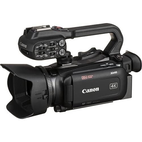  Canon Intl. XA40 Professional UHD 4K Camcorder with Starter Accessory Kit Including Padded Gadget Case, Filters, Tripod & 64GB High Speed U3 Memory & More