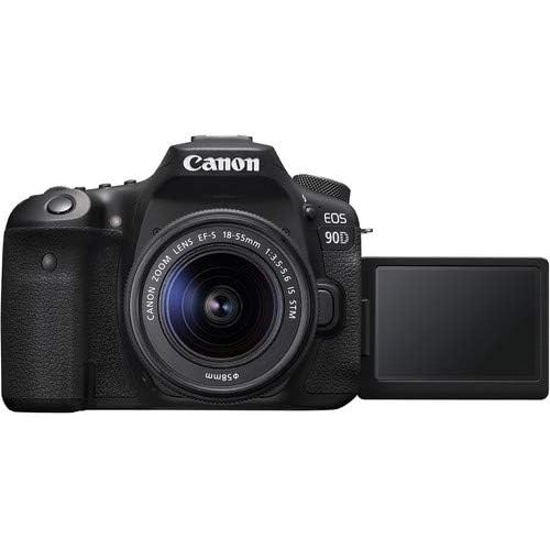  Canon Intl. EOS 90D DSLR Camera with EF-S 18-55mm f/3.5-5.6 STM Lens Bundle + Sandisk 64GB Memory + Professional Accessory Bundle