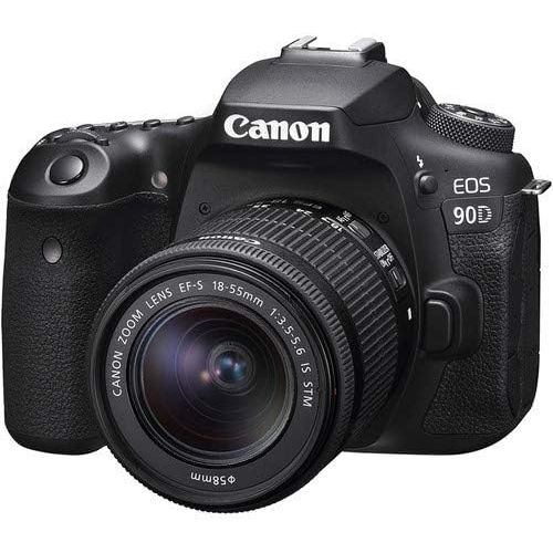  Canon Intl. EOS 90D DSLR Camera with EF-S 18-55mm f/3.5-5.6 STM Lens Bundle + Sandisk 64GB Memory + Professional Accessory Bundle