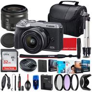 Canon Intl. Canon EOS M6 Mark II Mirrorless Camera with 15-45mm STM Lens (Silver) Bundle + Premium Accessory Bundle Including 32GB Memory, Filters, Photo/Video Software Package, Shoulder Bag &