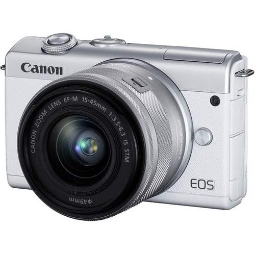  Canon Intl. Canon EOS M200 Mirrorless Camera with 15-45mm STM Lens (White) Bundle + Premium Accessory Bundle Including 32GB Memory, Filters, Photo/Video Software Package, Shoulder Bag & More