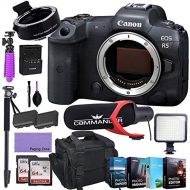 Canon Intl. Canon?EOS R5 Mirrorless Digital Camera (Body Only) and Mount Adapter EF-EOS R kit Bundled with Deluxe Accessories Like Pro Microphone, High Power LED, 4-Pack Photo Editing Software