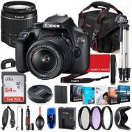 Canon Intl. Canon EOS Rebel T100 DSLR Camera with 18-55mm Lens Bundle + Premium Accessory Bundle Including 64GB Memory, Filters, Photo/Video Software Package, Shoulder Bag & More