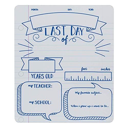  [아마존베스트]Canopy Street Note Book First & Last Day of School Reusable Dry Erase Chalkboard Style Sign Photo Prop Set - Easy Clean Back to School and Last Day Sign - Notebook Design 10 x 12