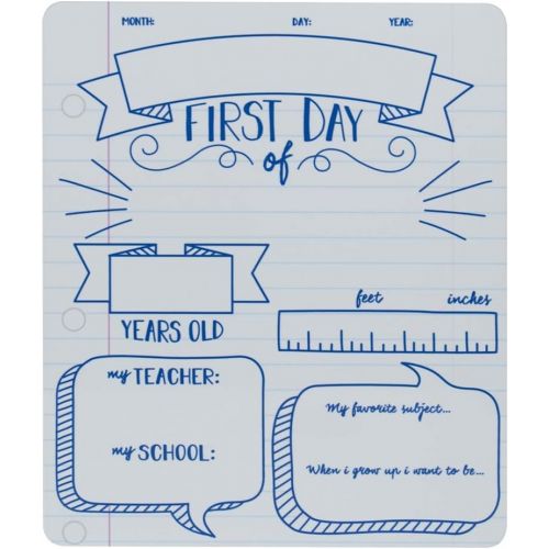  [아마존베스트]Canopy Street Note Book First & Last Day of School Reusable Dry Erase Chalkboard Style Sign Photo Prop Set - Easy Clean Back to School and Last Day Sign - Notebook Design 10 x 12