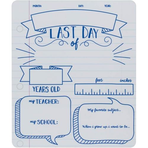  [아마존베스트]Canopy Street Note Book First & Last Day of School Reusable Dry Erase Chalkboard Style Sign Photo Prop Set - Easy Clean Back to School and Last Day Sign - Notebook Design 10 x 12