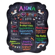 [아마존베스트]Canopy Street 16 x 20 Unicorn Rainbow Birthday Milestone Chalkboard Style Photo Prop for Babies and Toddlers - Reusable Chalkboard