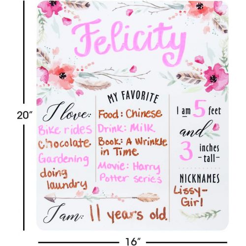  [아마존베스트]Canopy Street 16 x 20 Boho Chic Birthday Milestone Chalkboard Style Photo Prop for Babies and Toddlers - Reusable Dry Erase Board