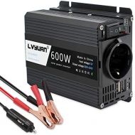 [아마존베스트]-Service-Informationen Voltage converter DC 12 V to AC 230 V / 600 W inverter / cantonape inverter with car inverter with EU socket and 2 USB ports including car cigarette lighter plug, car battery clips