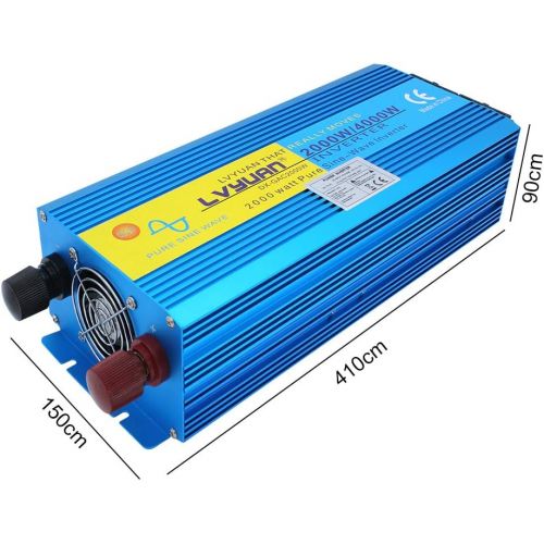  [아마존베스트]-Service-Informationen Cantonape Voltage Converter 2000 W 12 V 230 V Pure Sine Wave Power Inverter with 2 Sockets and LED + LCD Display