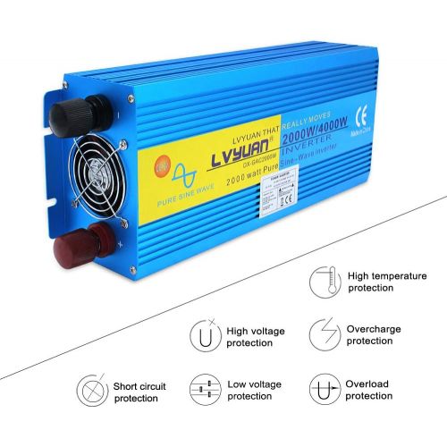  [아마존베스트]-Service-Informationen Cantonape Voltage Converter 2000 W 12 V 230 V Pure Sine Wave Power Inverter with 2 Sockets and LED + LCD Display