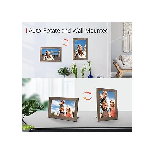  10.1 WiFi Digital Picture Frame, IPS Touch Screen Smart Cloud Digital Photo Frame with 16GB Storage, Wall Mountable, Auto-Rotate, Share Photos via Frameo App