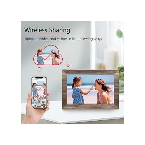  10.1 WiFi Digital Picture Frame, IPS Touch Screen Smart Cloud Digital Photo Frame with 16GB Storage, Wall Mountable, Auto-Rotate, Share Photos via Frameo App