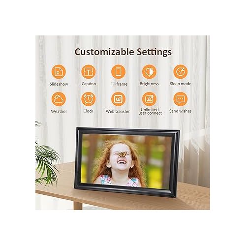  16 Inch Large Digital Picture Frame, Canupdog WiFi Digital Photo Frame with 1920 * 1080 IPS Touchscreen, 32GB Storage, Auto-Rotate, Wall Mountable, Easy Setup, Slideshow Photos and Videos